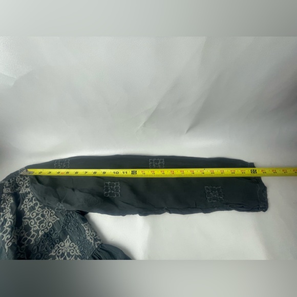 Johnny Was Bohemian Cupra Rayon Gray embroidered Long Sleeve dress Size S - Picture 10 of 12